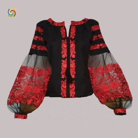 Рубашка Украинская вышиванка 025107 цвет чёрный размер L/XL