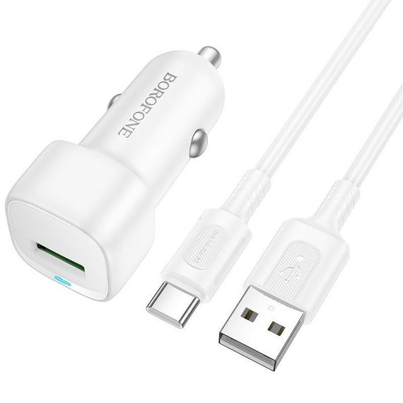 АЗП Borofone BZ34 Cloud QC3.0 (1USB-A) + кабель USB to Type-C White