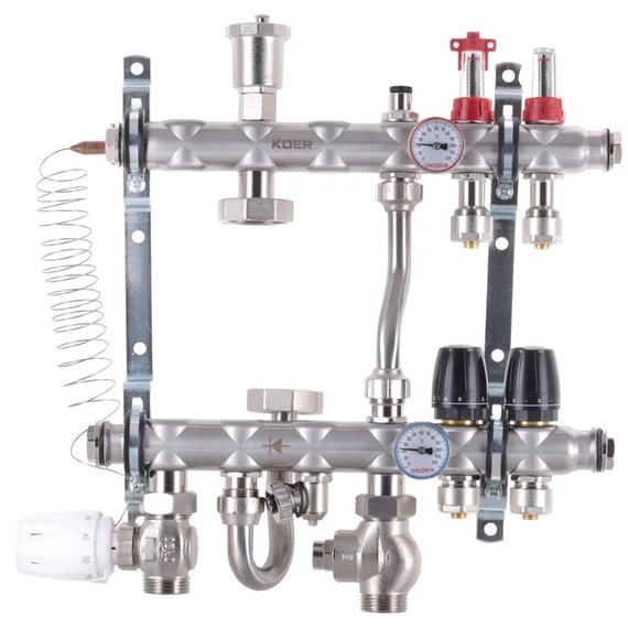 Коллектор со встроенным смеш. узлом Koer KR.S1012-2 1 "х2 SUS304 и евроконус 3/4-16 (KR2935)