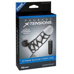 Ерекційна вібронасадка на пеніс Pipedream Fantasy X-tensions з кільцем на мошонку, чорна Sex Aura