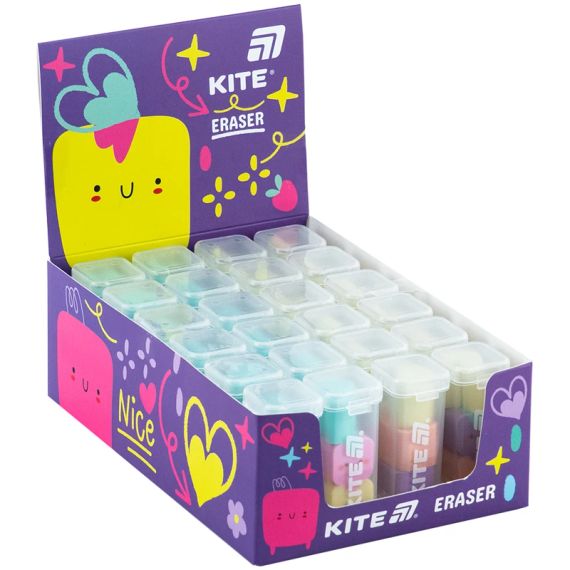Гумка у пластиковому боксі Kite Minies K24-146 3 шт Різнокольоровий shop (4063276227577) | Зображення 2