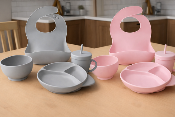 Набір дитячого посуду, 6 предметів / Набір дитячого силіконового посуду | Зображення 1