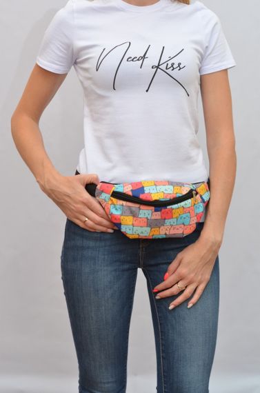 Сумка поясная бананка 4Profi Мини с принтом Веселые котята с двумя отделениями 19993