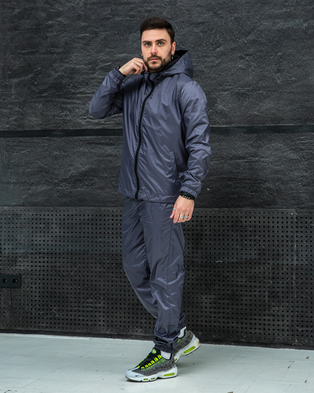 Мужской спортивный костюм из плащевки штаны и ветровка, BD0030 цвет графит, размер XL | Зображення 4