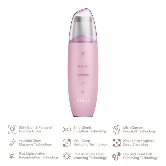 Мікрострумовий скрабер для шкіри та усунення чорних точок GESKE MicroCurrent Skin Scrubber&Blackhead Remover 9в1 pink | Зображення 1