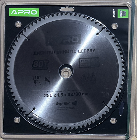 Диск пильный по дереву 250х32(30)х80Т APRO