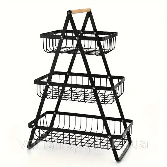 Корзина для фруктов 3 яруса,/ Фруктовница металлическая | Зображення 1