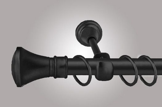 Чорний матовий Карниз для штор металевий, однорядний 25 мм (комплект) 200 см