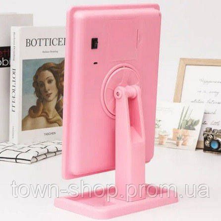 Настольное зеркало для макияжа Cosmetie mirror 360 Rotation Angel с подсветкой. Цвет: розовый | Зображення 1