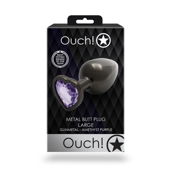 Анальна пробка - Ouch! Metal Butt Plug Large Gunmetal/Amethyst Purple Sex Aura | Зображення 6
