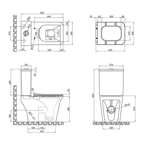 Унітаз-компакт QTAP Kalao Rimless QT08221213AW c бачком і сидінням Soft Close дюропласт | Зображення 1