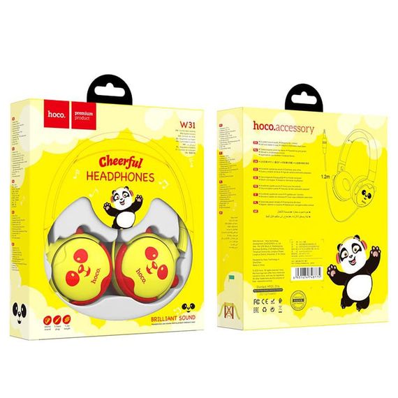 Накладные наушники Hoco W31 Childrens (3.5mm/1.2m) Жёлто-красный | Зображення 4