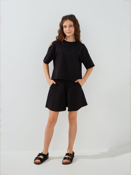 Костюм футболка+шорти для дівчинки Dinomin 2707 146 см Чорний shop (2000999523182)