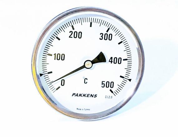 Термометр D 100 мм /500°С биметаллический трубчатый с гильзой погружной L-110 мм 1/2" PAKKENS Турция | Зображення 1