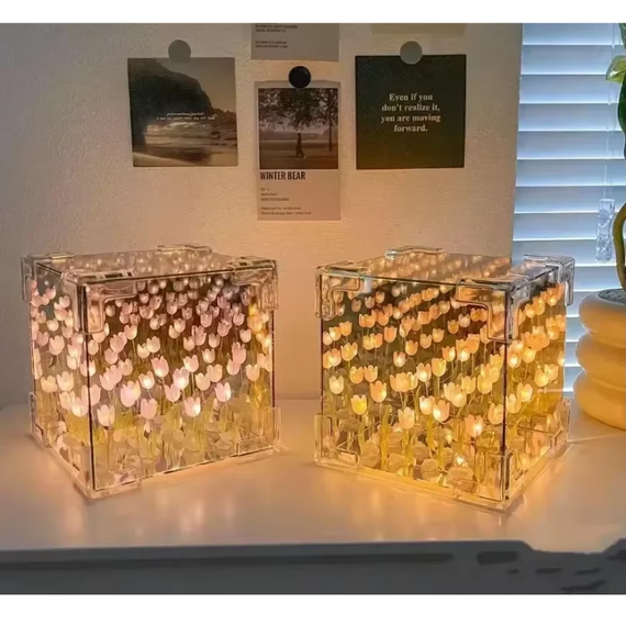 Нічник Нескінченні тюльпани (11×11см), нічник своїми руками, працює від батарейок, 20 тюльпанів у комплекті | Зображення 5