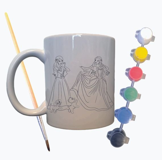 Набор для творчества кружка раскраска "Куклы Красотки" 330 мл белая