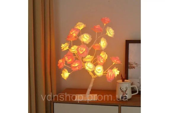 Настільна світлодіодна лампа / Дерево Троянда / Декоративна настільна лампа для дому | Зображення 1