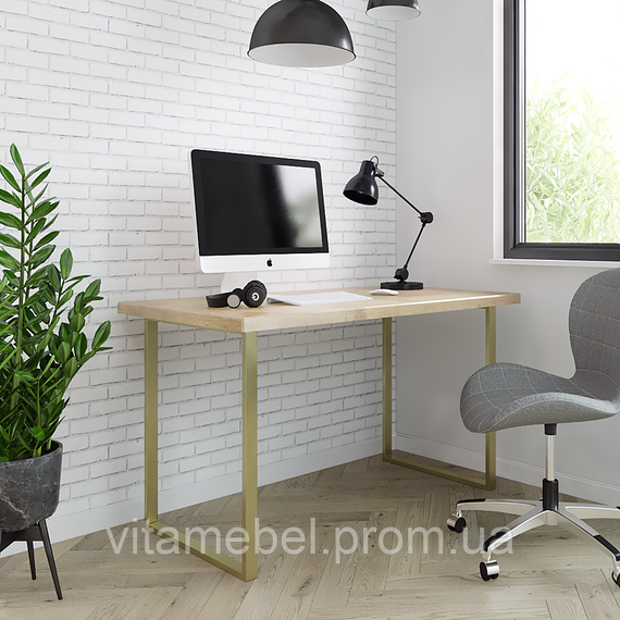Комплект опор для стола из металла 600×120mm, H=730mm (профильная труба: 40x20mm) Золото