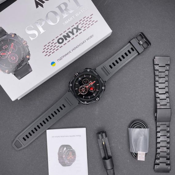 Розумний годинник Modfit Onyx Black Steel + ремінець в подарунок STOPPED | Зображення 5