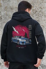Утеплене зіп худі на флісі зіпер з принтом Skyline Without Kane Black