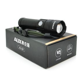 Ліхтар ручний Aux AS-328, 1LED Cree XHP50.2, 19W, 5 режими, ZOOM,26650 /4000mah/3xААА Black, IP40, кабель