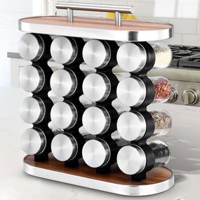 Набор банок для специй 16 шт, на подставке / Органайзер для хранения приправ / Емкости для специй