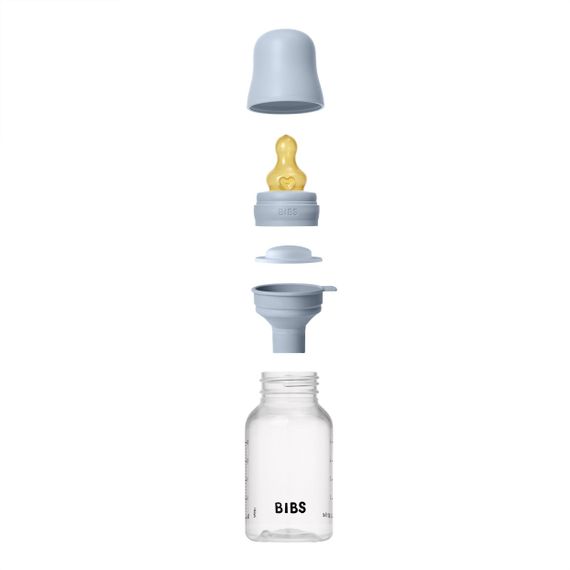 Дитяча пляшечка BIBS Baby Bottle Round Latex 150 мл Slow Flow (повільнийй потік) Baby Blue | Зображення 1