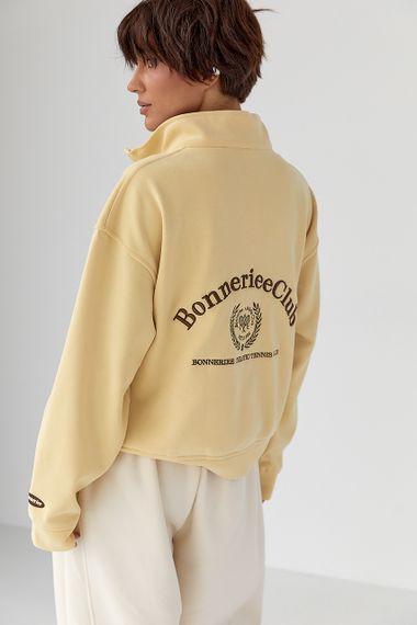 Жіночий теплий світшот із блискавкою на горловині - лимонний цвет, ONE SIZE (є розміри) | Зображення 1