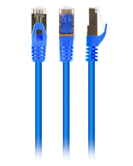 Патч корд Cablexpert PP6A-LSZHCU-B-1M, S/STP, литий, 50u" штекер із фіксатором, 1,0 м, синій