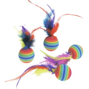 Іграшка для котів Flamingo Rainbow Ball, набір 4 шт х 3 см