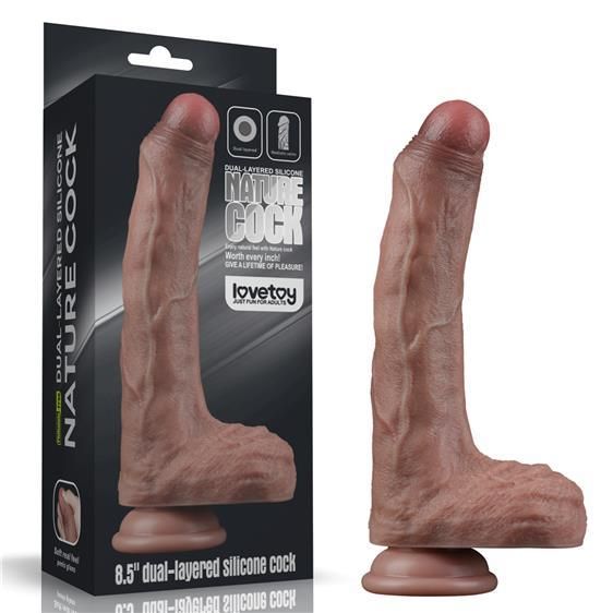 Фалоімітатор - Dual-Layered Silicone Cock 8.5" Brown #3 Sex Aura