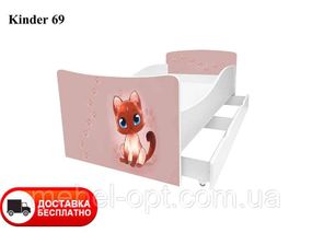 Детская кровать Kinder 69 Котята, с ящиком для белья