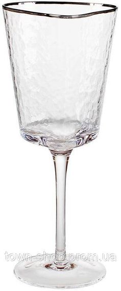 Набор 4 фужера Monaco Ice бокалы для вина 400мл, стекло с серебряным кантом BD-579-127