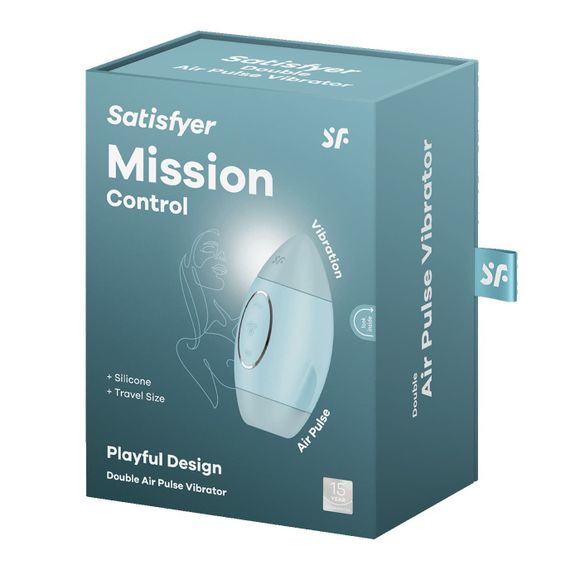Вакуумний стимулятор з вібрацією Satisfyer Mission Control Blue, 2 незалежні мотори | Зображення 5