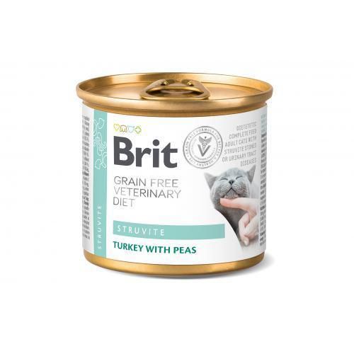 Вологий корм Brit GF VetDiet Struvite для котів, при сечокам'яній хворобі, з індичкою та горохом, 200 г | Зображення 2
