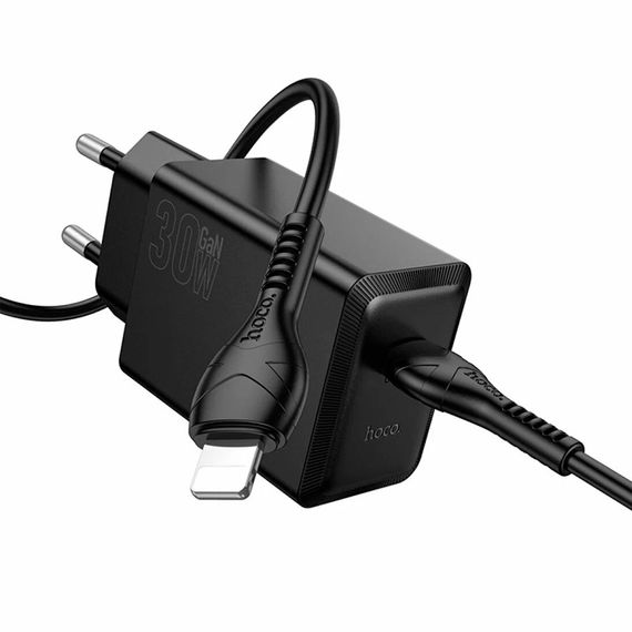 Набір СЗУ HOCO N70+Type-C/Lighting кабель, 1xUSB+1xUSB-C, PD30W+QC3.0, кабель 1м | Зображення 3