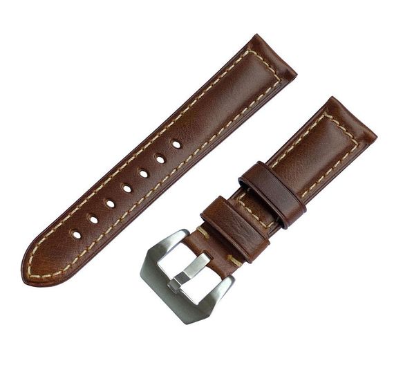 Шкіряний ремінець Primolux F001 Steel buckle для годинника Samsung Galaxy Watch 3 41mm (SM-R850) - Brown | Зображення 1