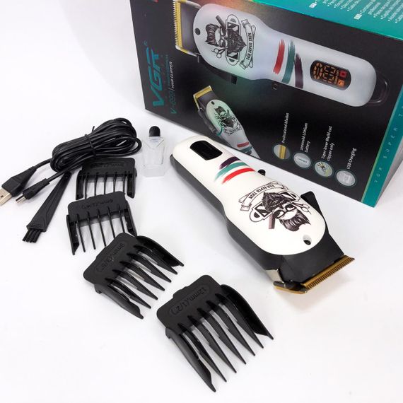 Машинка для стрижки волосся та бороди професійна VGR V-699 B з насадками та LED дисплеєм. IA-938 Колір: білий | Зображення 2