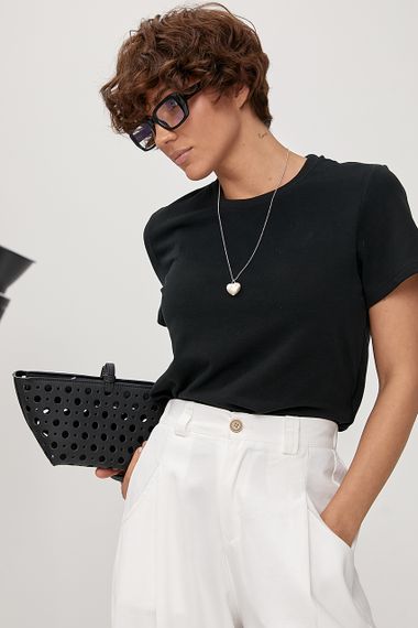 Однотонна трикотажна футболка - чорний цвет, ONE SIZE (є розміри) | Зображення 4