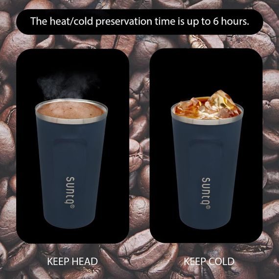 Термочашка Suntq 380 мл из нержавеющей стали, темно-синяя, кофейная кружка, термокружка с герметичной крышкой | Зображення 2