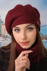 Комплект «Кристина» (берет и баф) бордовый