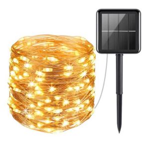 Світлодіодна гірлянда 200LED RGB (живлення від сонячної панелі) Теплий білий