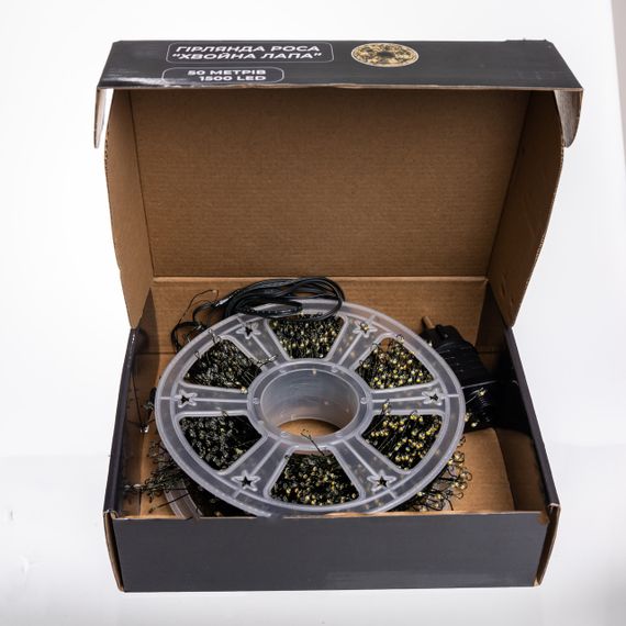 Новорічна гірлянда кімнатна роса Хвойна лапа 50 м 1500 LED зелений провід Жовте сяйво D1500L50MGY | Зображення 4