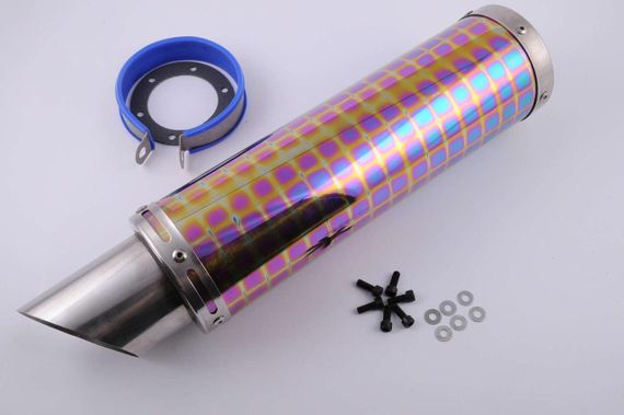 Глушитель (тюнинг)   350*100mm, креп. Ø48mm   (нержавейка, квадраты, mod:22)