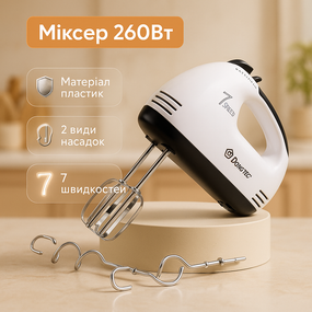 Миксер для приготовления тортов и кремов RAF R6633B 260Вт, Ручной миксер с металлической насадкой ZL-99
