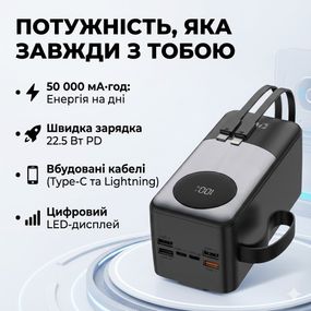 Внешний аккумулятор (Power Bank) KPG KPG-502X 50000mAh 22.5W с LCD дисплеем