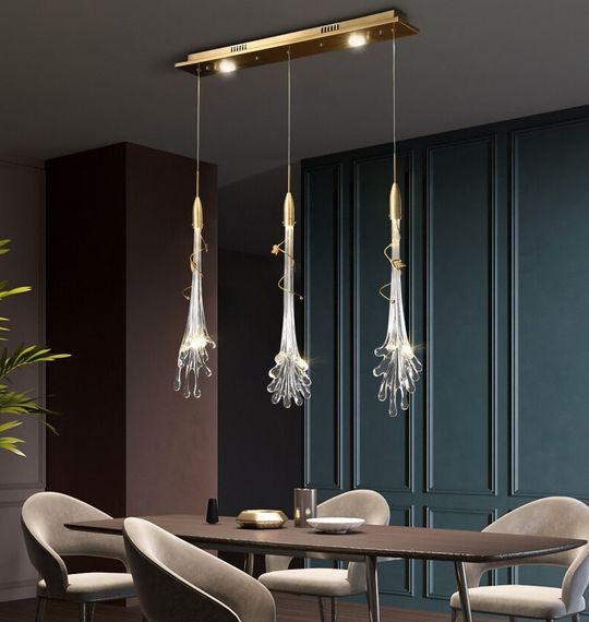 Люстра світлодіодна підвісна LED світильник для квартири на стелю лед 26839 Латунь 55-200х12х12 см. | Зображення 9