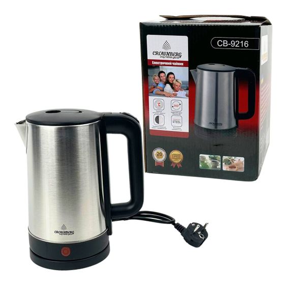 Електрочайник з потужним нагрівальним елементом 2200 Вт Crownberg CB-9216 (46637-Cb 9216_207) | Зображення 2