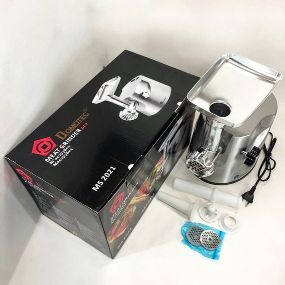 Электромясорубка DOMOTEC MS-2021S, Мощная мясорубка, Мясорубка с OR-916 металлическим редуктором | Зображення 1