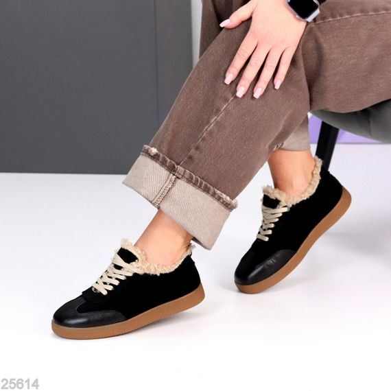 Шикарні чорні кросівки утеплені натуральна шкіра + замша | Зображення 6